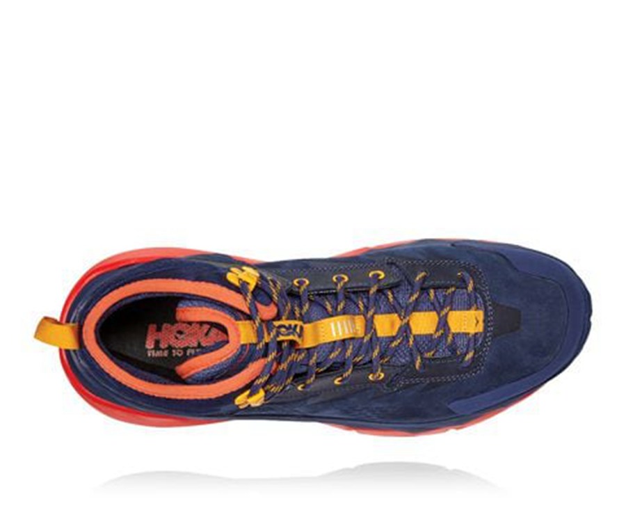 Hoka One One Yürüyüş Botları Erkek Mavi/Kırmızı - Kaha Gore-Tex - PX0195472